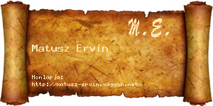 Matusz Ervin névjegykártya